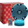 INTUPGD Calcio Lampade 3D Illusione Ottica Luce Notturna per Bambini, Telecomando 16 Cambia Colore Dimmerabile, Regalo Compleanno per Bambina, bambino，ragazza, ragazzo, battesimo bimbo