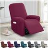 YushengTai Copripoltrona 4 Pezzi per Poltrona Relax - Rivestimento Completo in Velluto per Poltrona Reclinabile e Poltrona TV con Tasche - Adatto per Soggiorno e Sala da Pranzo