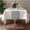 Pahajim Tovaglia Antimacchia Rettangolare Copritavolo Moderno Cotone Lino Tovaglie Elegante Impermeabile Lavabile per Protezione Tavolo Cucina,Soggiorno,Ristorante (Bianca,140x300cm)