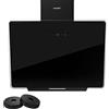 COMFEE' ANGJ64B-60 - Cappa aspirante angolare in vetro temperato, 3 velocità, touch screen a LED e sistema di ricircolo e condotti 600 mm, colore: nero