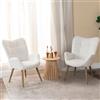 MEUBLE COSY Set di 2 Poltrona Imbottita Sedia da Salotto con Braccioli Poltroncina Relax con Schienale Alto e Cuscino Spesso Gambe in Legno per Camera da Letto Soggiorno in Tessuto Bouclé Beige