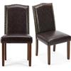 DUMOS Set di 2 sedie da sala da pranzo, eleganti e moderne, in pelle PU, imbottite, adatte per cucina, soggiorno, camera da letto (marrone scuro)