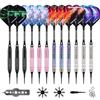 WIN.MAX Set di freccette con punta in plastica, punta morbida, 12 pezzi, 18 g, con 100 punte extra per freccette, 12 alette protettive e chiave per bersaglio elettronico