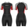 Sikma Muta da donna in neoprene da 3 mm, per surf e immersioni, a maniche corte, cerniera posteriore, flessibile e confortevole, perfetta per nuoto, immersioni subacquee, snorkeling (nero/grigio, S)