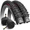 Fincci Coppia Copertone Pieghevole 26 x 1,95 Pollici - 60 TPI Pneumatici - con 2x Presta Valvole Interne Cameras d'Aria per MTB Montagna Ibrida Bici Bicicletta - Confezione da 2