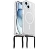 OtterBox Cover React Necklace con MagSafe per iPhone 15, resistente a shock con cordino a collana, adattabile e intercambiabile, testata a norme MIL STD 810G, Stardust, Senza Retail Package