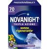 Novanight Tripla Azione Melatonina per Dormire, 70 Compresse | Integratori per Disturbi del Sonno, Senza Glutine, Con Melatonina, Escolzia, Passiflora, Melissa, Non Induce Dipendenza