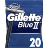Gillette Blueii Rasoi da Uomo Usa e Getta Confezione da 20, Rasoio a 2 Lame con Testina Fissa