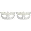 Boland 00339 - Maschera occhi Venezia Felina, argento, ornamenti, ballo in maschera, Venezia, carnevale, festa a tema, costume (Confezione da 2)