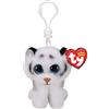 Ty - Anello Porta Chiavi di Peluche, Beanie Boos Clips, Tigre Tundra con Occhioni Azzurri Glitter, il Peluche con gli Occhi Grandi Scintillanti, 12 cm, 35234