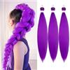 ACUTEBAO Easy Crochet Braid Hair Purple Pre-Stretched Braiding Hair 32 Inch 3 Packs Hot Water Setting Soft Synthetic Braiding Hair for Twist Senegalese Crochet Hair (Light Purple, 32 inch (Pack of 3))