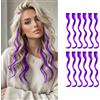 CENCERY 12 pezzi di extension clip-in, ciocche lunghe e lisce sintetiche per donne e ragazze, acconciature per feste e matrimoni (Viola)