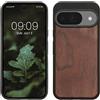kwmobile Custodia Compatibile con Google Pixel 10 / Pixel 10 PRO Cover - Protezione in Legno per Smartphone - Back Case con Bumper in Silicone TPU - Marrone Scuro Legno di Noce