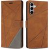 SONWO Cover per Samsung Galaxy S24 Fe, Flip Custodia in PU Pelle, Cover a Libro Portafoglio con Slot per Schede e Supporto Stand per Galaxy S24 Fe, Marrone