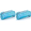 Favorit, Busta Glossy porta Trucco con cerniera, colore Azzurro, ideale da borsetta, formato 22cm x 9cm x 6.5 cm (Confezione da 2)
