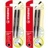 STABILO Refill - Cartuccia per Penna a Sfera - Tratto M (0,5mm) - Pack da 2 - Nero (Confezione da 2)