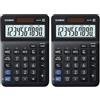 CASIO MS-10F Calcolatrice da tavolo - Display a 10 cifre, Calcolo imposte e doppia alimentazione (Confezione da 2)