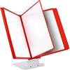 Leviatan Sistema da Tavolo con Pannelli A4 - Set da 10 Portadocumenti - Base in Metallo Stabile - Display Informazioni per Ufficio, Officina e Reception - Rosso