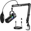 Aokeo AK-10 USB Gaming Microphone with AK-35 Arm Condenser Microphone for PC/MAC/PS4/PS5/Phone-Cardioid Microphone with RGB Lighting