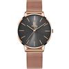 Alienwork Orologio Donna Oro rosa Cinturino in Maglia Metallo Grigio Ultra Sottile