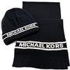 Michael Kors Set I Sciarpa & Berretto I Uomo I Sciarpa Invernale I Beanie I Sciarpa di Lana I Berretto Invernale I Taglia unica I Morbida Lana Acrilica I Logo I Hat and Scarf Men I Nero Bianco, Nero
