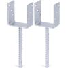 Alberts 214265 Staffa portapalo ad U, con ancoraggio in calcestruzzo in acciaio ondulato, zincata a caldo, Larghezza libera 91 mm, Lunghezza dell'ancoraggio in calcestruzzo 200 mm (Confezione da 2)