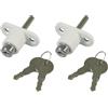 Amig - Serratura di sicurezza per finestre scorrevoli Mod.45; Chiusura a sovrapporre con 2 chiavi e Tirafondi per l'installazione, In acciaio Finitura bianco, Dimensioni: 53 x 23 mm (Confezione da 2)