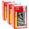 Fischer 25 Tasselli SX Plus 12x60 mm per Muro Pieno, Mattone Forato, Muratura, Calcestruzzo, per il Fissaggio di Lampadari, Mobili, Pensili, Mensole, 567612 (Confezione da 3)
