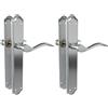 Amig - Set di maniglie con placca per porta | Maniglia Mod. BETA | Realizzato in acciaio | 256 x 48 mm | Quadro di 8 mm | Cromato opaco (Confezione da 2)