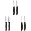 Victorinox Set di coltelli Swiss Classic per verdure e spelucchini, 2 pezzi, lama dritta e seghettata, extra affilata, 8 cm, Nero (Confezione da 3)