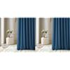 ROOM99 Tenda con nastro arricciato, Aura, 140 x 300 cm, larghezza x altezza, oscurante, decorazione moderna, per soggiorno, camera da letto, blu scuro, 1 pezzo (Confezione da 2)