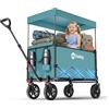Sekey XXL Carrello Spiaggia con Tetto 150L 150KG, Carrello Pieghevole per Bambini, Carrelli Pieghevole con Ruote con Protezione Solare per Spiaggia Campeggio SE 4018, Verde