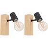 Eglo Lampada da parete Townshend 3, plafoniera vintage a uno punto luce, lampada da parete dal design industriale, lampada retrò in acciaio e legno, nero, marrone, E27, certificazione FSC
