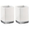 GEDY G-Lucy, Porta spazzolini bagno, Finitura bianca, Porta spazzolino in Ceramica, 2 anni di garanzia, Design R&S Gedy, Misure 10,3X7,3X7,3 cm, 2 anni di garanzia (Confezione da 2)