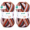Gründl Lana - Big Mamma Print - Lana XXL per lavorare a maglia - Gomitolo grande 400 g / 1040 m - Gradiente di lana in 100% poliacrilico - zucca-rosso fuoco-grigio chiaro-antracite-bianco