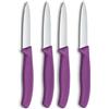 Victorinox Swiss Classic Coltello per verdure e spelucchini, per frutta e verdura, Extra affilato, dritto e seghettato, Acciaio inox, Viola (Confezione da 2)