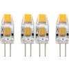 Eglo LED G4 dimmerabile base a perno, set di 4 lampadine a doppia spina, 1,2 Watt ciascuna (equivalente a 11 Watt), 12V, 100 Lumen, illuminante bianco caldo, 2700k, Ø 1 cm