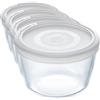 Pyrex 3285006 Contenitore Cook & Freeze in Vetro da Forno Forna Tonda con Coperchio in Polipropilene,Impilabile, Lt 0.6 (Confezione da 4)