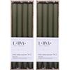 DONAU HOME Set di 8 candele lunghe a coste, colore cachi, 30 x 2,25 cm, senza profumo, candele scanalate