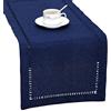 Grelucgo Runner da tavola rettangolare o sciarpa da comò a mano in tinta unita blu navy (35,6 x 183,8 cm)