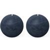 Spaas Candela a sfera in stile rustico 80 mm 24 ore, blu scuro (Confezione da 2)