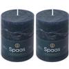 Spaas - Candela pilastro in stile rustico, 80/110 mm, 65 ore, blu scuro (Confezione da 2)