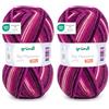 Gründl Lana - Big Mamma Print - Lana XXL per lavorare a maglia - Gomitolo grande 400 g / 1040 m - Gradiente di lana in 100% poliacrilico - fucsia-lampone-bordeaux-bianco (Confezione da 2)