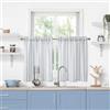 ZJDECOR Tende da cucina bianche in misto cotone con strisce blu, filtranti la luce, tende per cucina, bagno, camper, con tasca per asta, 71 x 91 cm (confezione da 2), blu/bianco