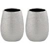 Gedy G-Astrid Porta spazzolini da Bagno Argento, Dimensioni 11 X 8,3 X 8,3 CM Peso 0,294 kg, Porta spazzolino in Ceramica, Anni di Garanzia 2, Design R&S (Confezione da 2)