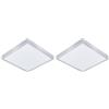 Eglo Plafoniera Led Molay a 1 in acciaio e plastica, plafoniera in argento, bianco, plafoniera a Led bianco caldo, L x P 28,5 cm (Confezione da 2)