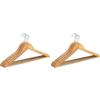 WENKO Grucce sagomate Eco - set 5 appendini, asta portapantaloni, intaglio per gonne, Legno, 45 x 23.5 x 1.2 cm, Marrone (Confezione da 2)