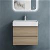 doporro Mobile Bagno Sospeso 60x38x56cm, Mobile da Bagno con 2 Cassetti Include Lavabo Bianco 60cm, Rovere chiaro