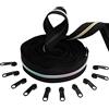 Aerzetix - C62467x5-C62794x10 - Kit di Cerniera Lampo Spirale 5m N°5 Colore: Nero/Arcobaleno - 10 cursori N°5 Non bloccabile Colore: Nero - in Nylon/Metallo - merceria