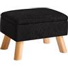 YMYNY Ottomano di Stoccaggio, Pouf Poggiapied, Piccolo Sgabello Con Gambe In Legno Robusto, Sgabello Contenitore Con Sedile Imbottito Per Soggiorno Camera Da Letto Ingresso 40 ×30 ×28CM Nero HBD042B